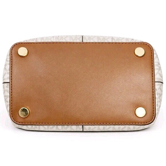 Michael Kors Winston Medium Signature Tote Vanilla Acorn Brown Zip w/ - Picture 12 of 15